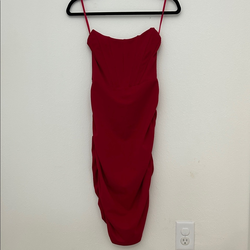Windsor Red Strapless Midi Dress